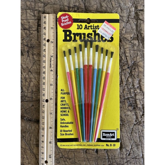 Vintage Rose Art Artist Brushes Painting 10 Shed Proof Brushes NOS - Picture 4 of 5